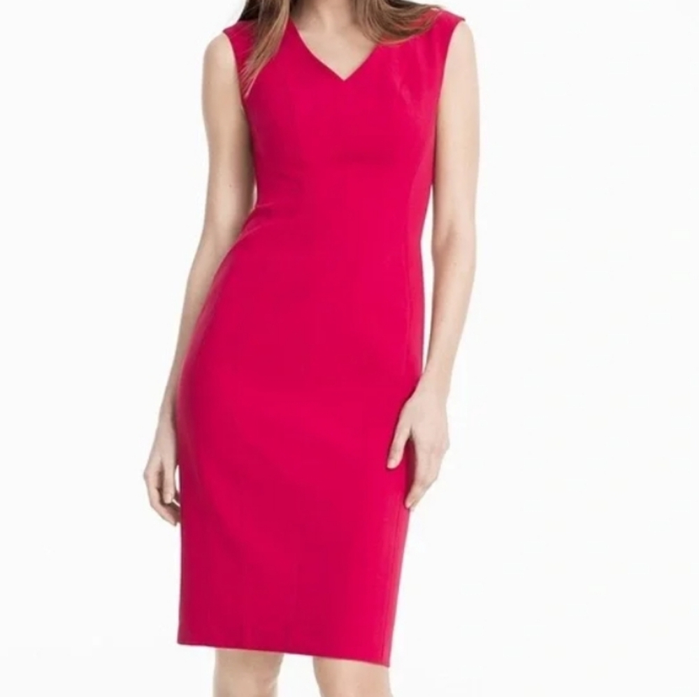 White House Black Market Women's Pink Sheath Dress Sz 4
